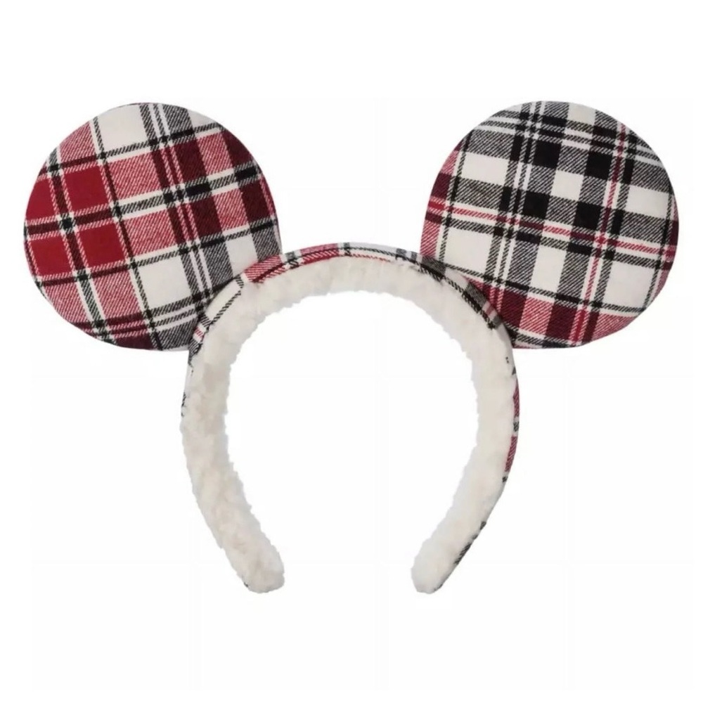 Disney Parks Christmas Holiday Red/Black Plaid Mikey Mouse Ear Headband - Picture 2 of 6